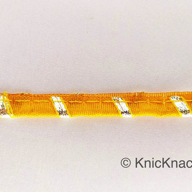 Yellow Buttercup And Gold Stripes Piping Cord Trim, Approx. 8 mm wide, One Yard Trim